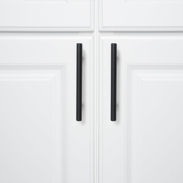 Amazon Basics Euro Bar Cabinet Handle (1/2" Diameter), 6.13" Length (3.75" Hole Center), Flat Black, 10-Pack