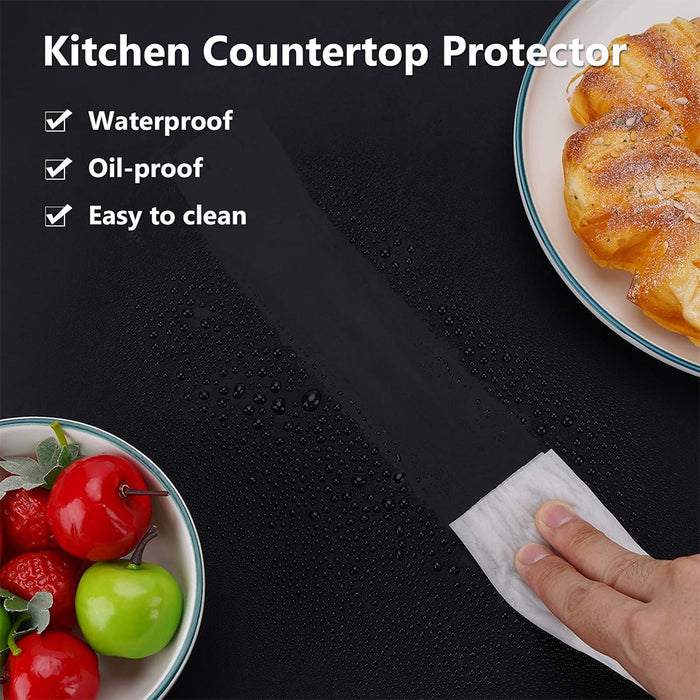 AmazonCommercial Silicone Mats, Countertop Protector, Kitchen Counter Mat, Set of 2, Multipurpose, Rectangular, Black, 63.5 cm x 43.1 cm