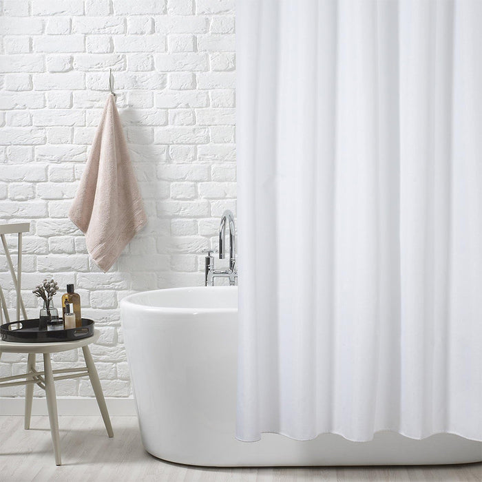 Amazon Basics 8-Gauge PEVA Shower Curtain Liner with Metal Grommets and Plastic Hooks White 72" x 78"