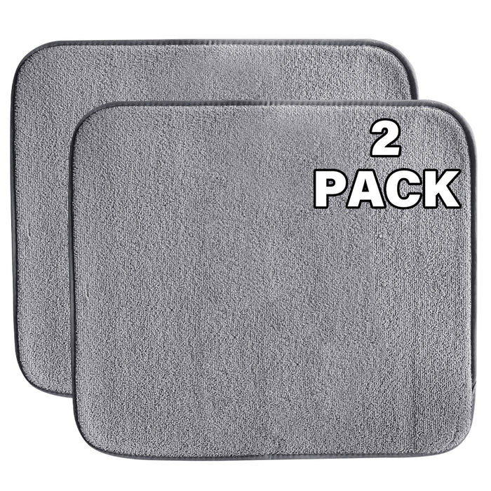 Amazon Basics Rectangular Drying Mat, 2-Pack, 41x46cm / 16x18", Charcoal, Solid