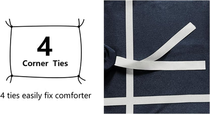 Amazon Basics 2-Piece Microfibre Duvet Cover Set, Duvet Cover 135 x 200 cm and 1 Pillowcase 80 x 80 cm, Navy Blue Check