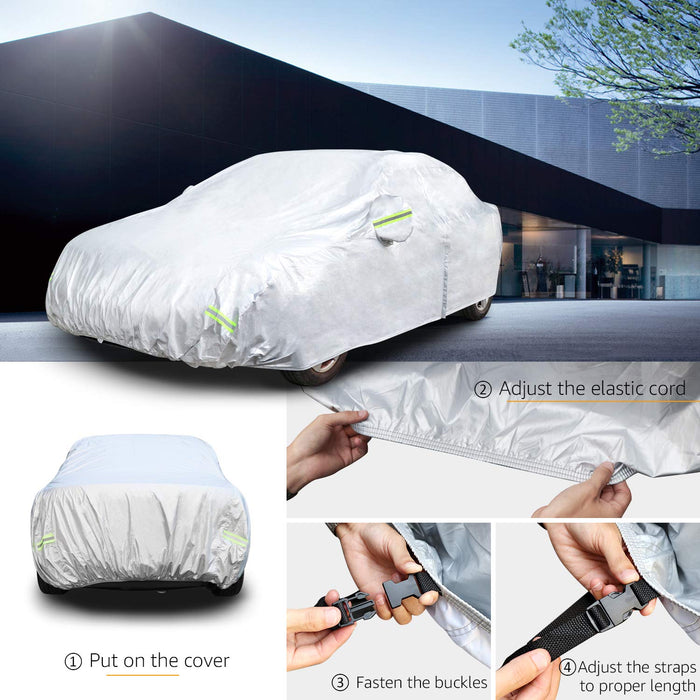 AmazonBasics
Silver
Weatherproof Car
Cover - PEVA with
Cotton, Sedans up
to 170in