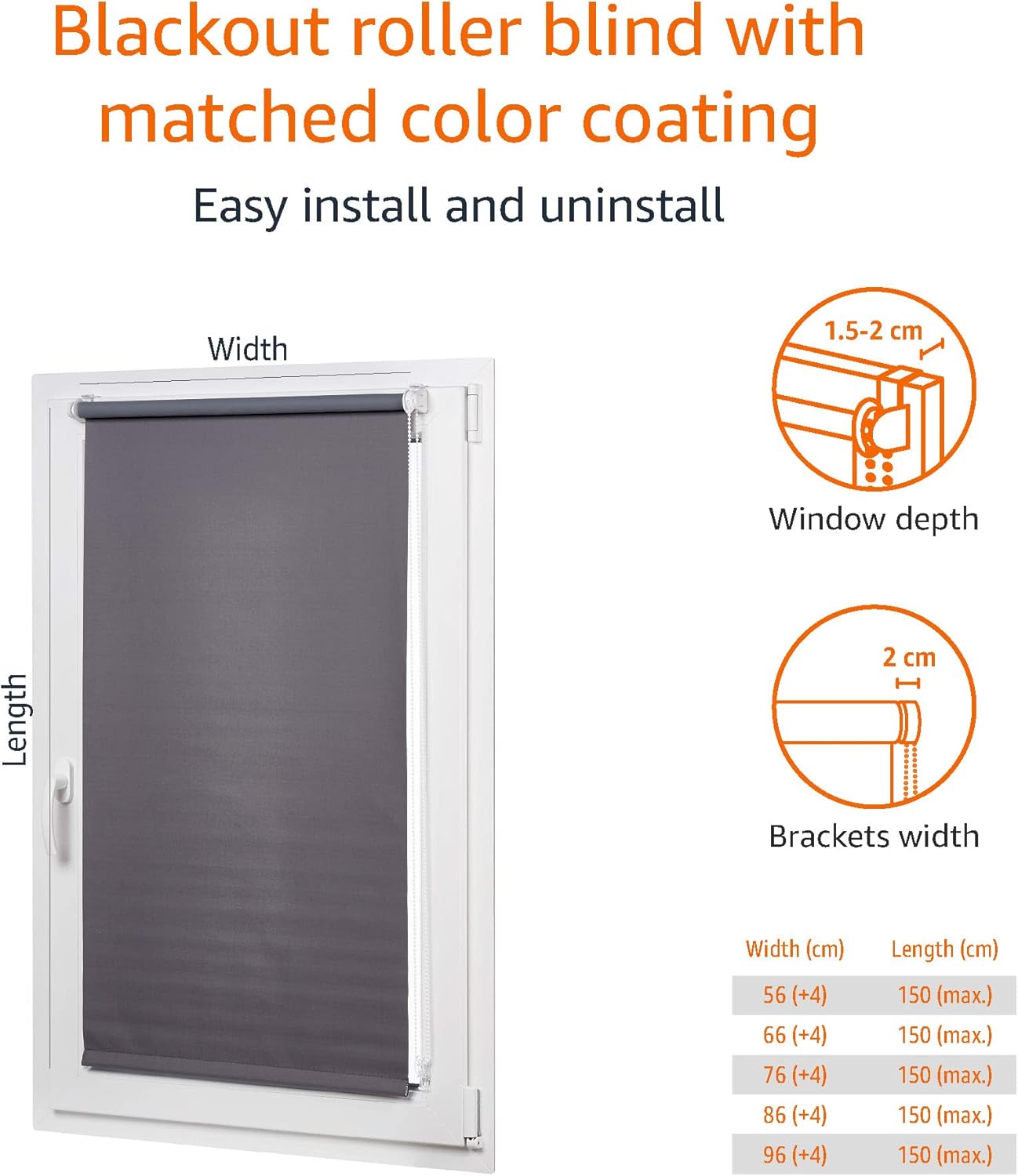 Amazon Basics Blackout rollo blind with matched colour coating