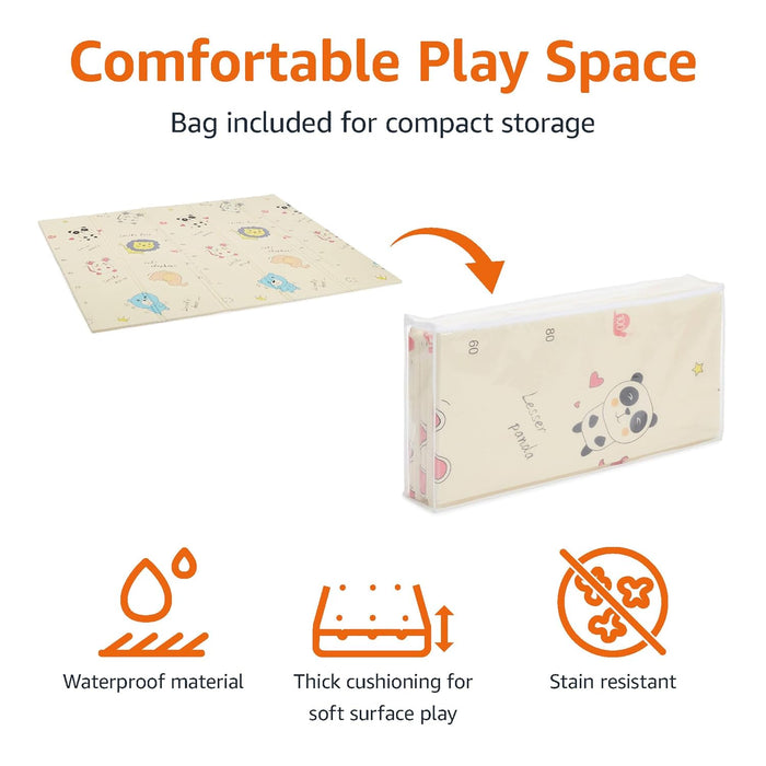 Amazon Basics Foldable Baby Crawling Play Mat, Reversible, Waterproof - 71" x 63" x 0.6"