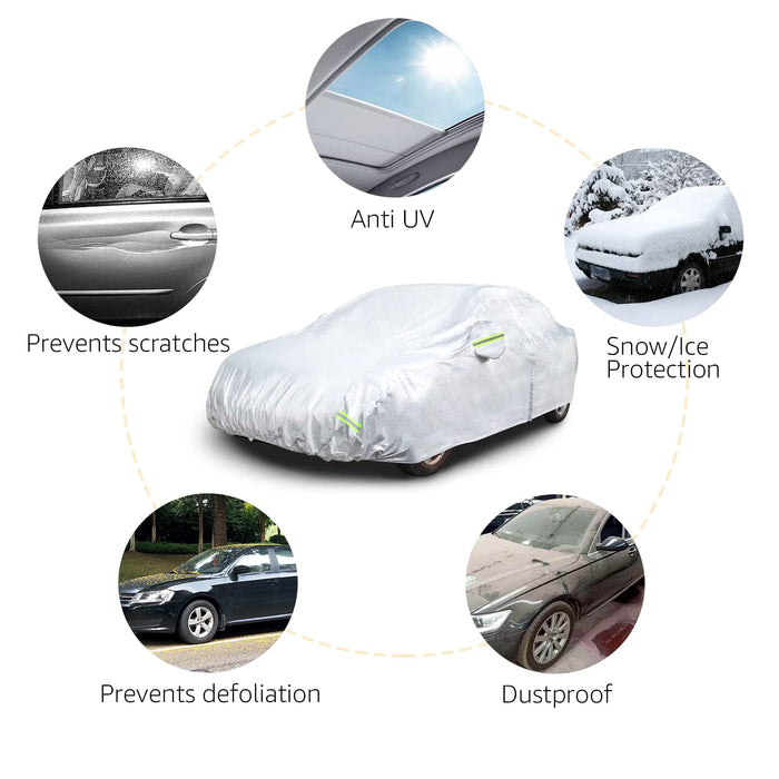 AmazonBasics
Silver
Weatherproof Car
Cover - PEVA with
Cotton, Sedans up
to 170in