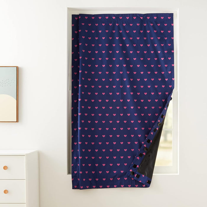 AmazonBasics Portable Kids Travel Window Blackout Curtain Shades with Suction Cups - Pink Hearts