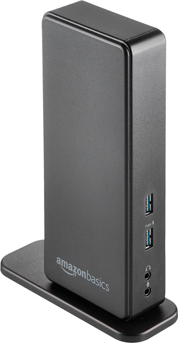 Amazon Basics USB 3.0 Universal Laptop Dual Monitor Docking Station, Black