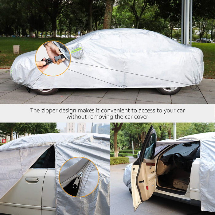 AmazonBasics
Silver
Weatherproof Car
Cover - PEVA with
Cotton, Sedans up
to 225in
