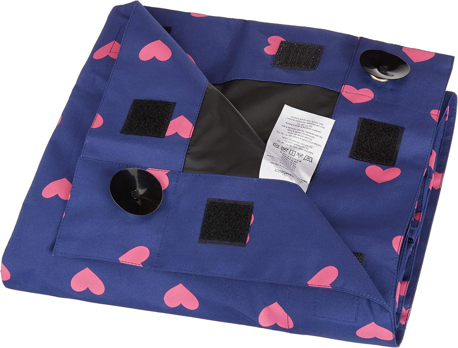 AmazonBasics Portable Kids Travel Window Blackout Curtain Shades with Suction Cups - Pink Hearts