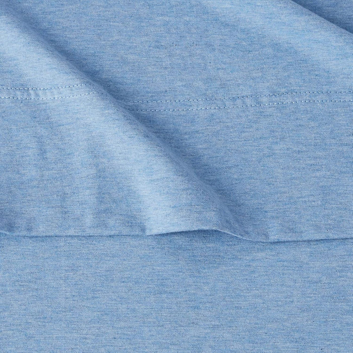 Amazon Basics Cotton Jersey 4-Piece Bed Sheet Set, Queen, Sky Blue