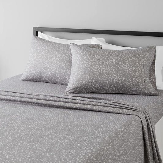 Amazon Basics Soft King Size Bed Sheets, Deluxe Microfiber 4-Piece, Gray Arrows