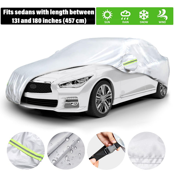 AmazonBasics
Silver
Weatherproof Car
Cover - PEVA with
Cotton, Sedans up
to 180in