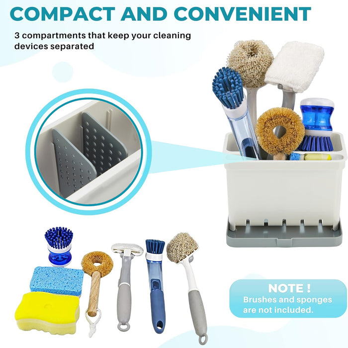 Amazon Basics Kitchen Sink Organizer/Sponge Holder, Standard, White