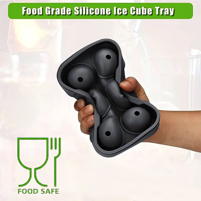 AmazonCommercial Silicone Ice Cube Trays, Set of 2, Spherical mold (7 x 5 x 2.2 IN) set of 1 + Square mold (6.5 x 4.4 x 2.0 IN)