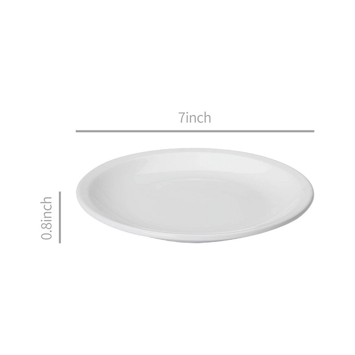 Amazon Basics 12-Piece Porcelain, 7 Inch Dessert Plate Set, White (Previously AmazonCommercial Brand)