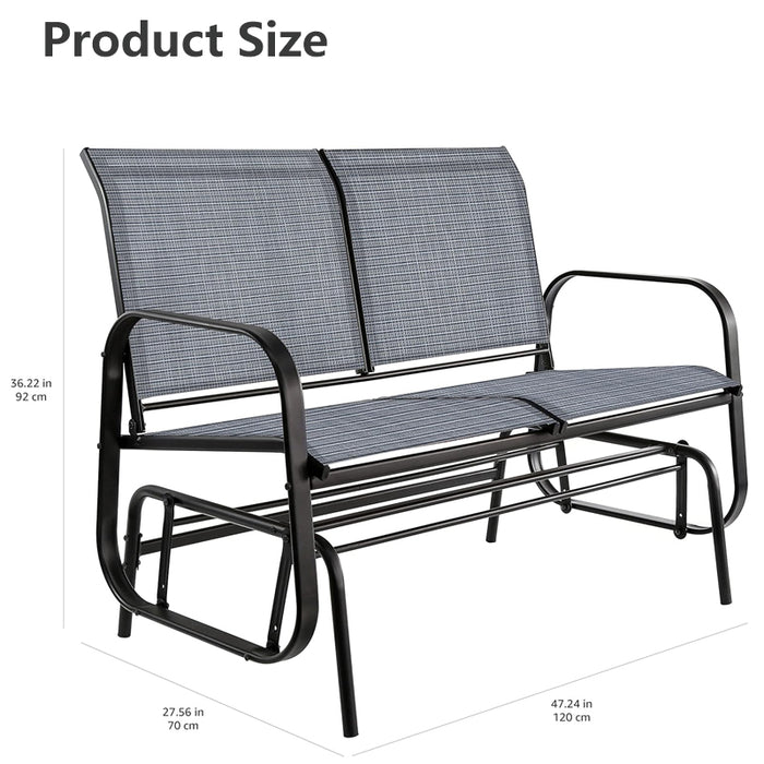 Amazon Basics Outdoor 2-Person Patio Sling Glider Chair, 27.5"D x 47.24"W x 36.2"H, Blue Gray