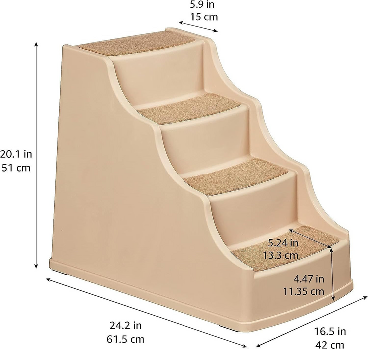 Amazon Basics 4 Step Non Slip Pet Stairs for Dogs and Cats, Tan