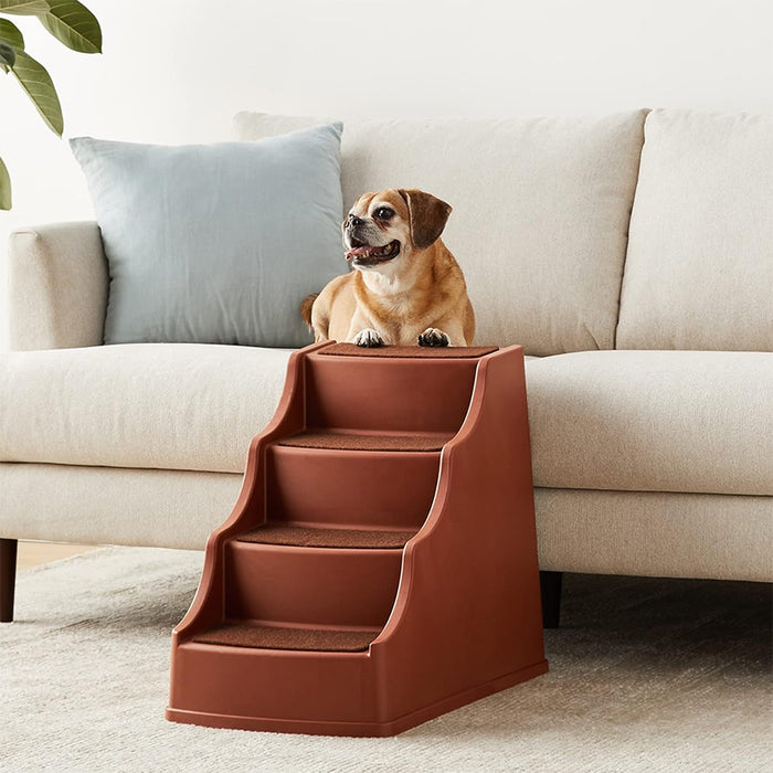 2pc Amazon Basics 4 Step Non Slip Pet Stairs for Dogs and Cats, Cocoa