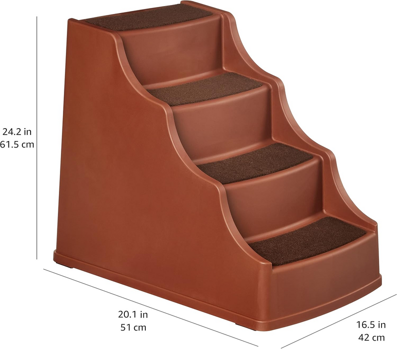 2pc Amazon Basics 4 Step Non Slip Pet Stairs for Dogs and Cats, Cocoa