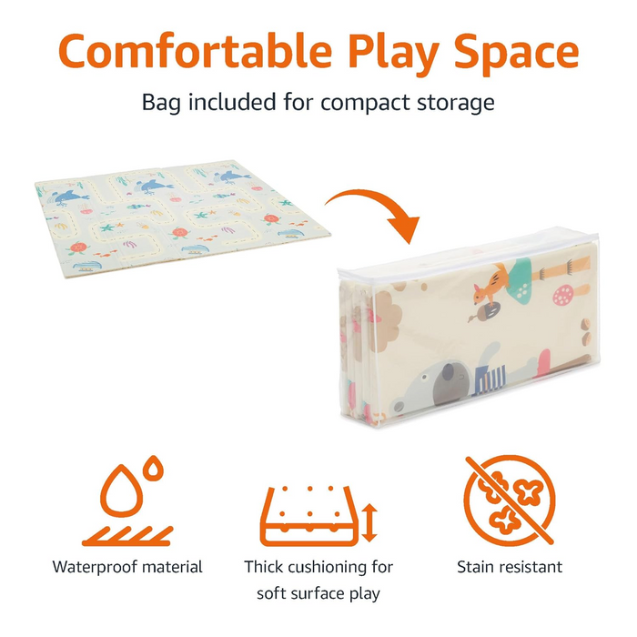 Amazon Basics Foldable Baby Crawling Play Mat, Reversible, Waterproof - 78.7" x 71" x 0.6"