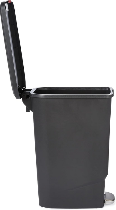 Amazon Basics Narrow Kitchen Plastic Trash Can with Steel Pedal, Black, 40-Liter