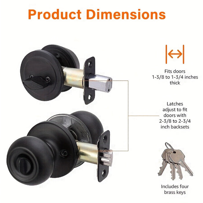 Amazon Basics Entry Door Knob With Lock and Deadbolt, Coastal, Oil Rubbed Bronze