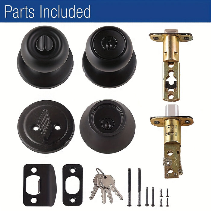 Amazon Basics Entry Door Knob With Lock and Deadbolt, Coastal, Oil Rubbed Bronze