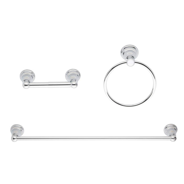 Amazon Basics Bathroom Hardware Accessories Set, 3-Piece, Polished Chrome