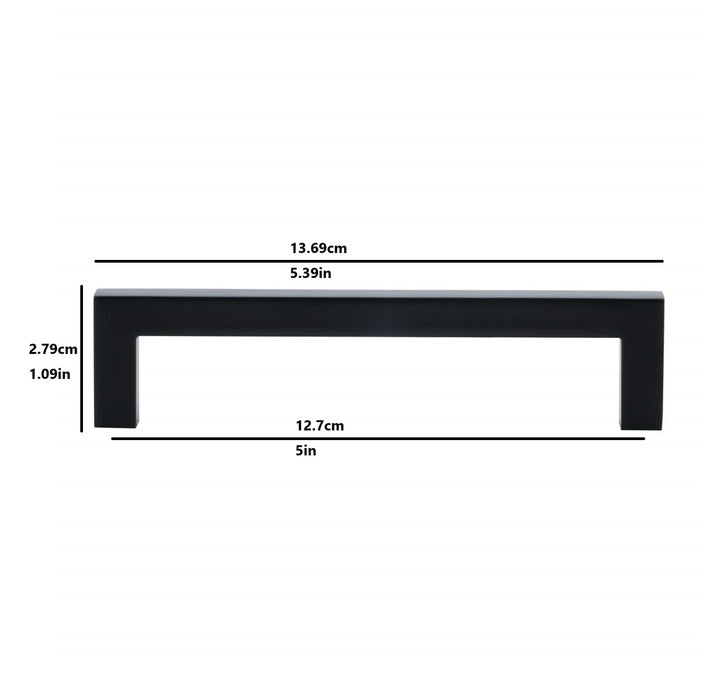 Amazon Basics Modern Square Pull, 5.39" Length (5" Hole Center), Flat Black, 10-pack